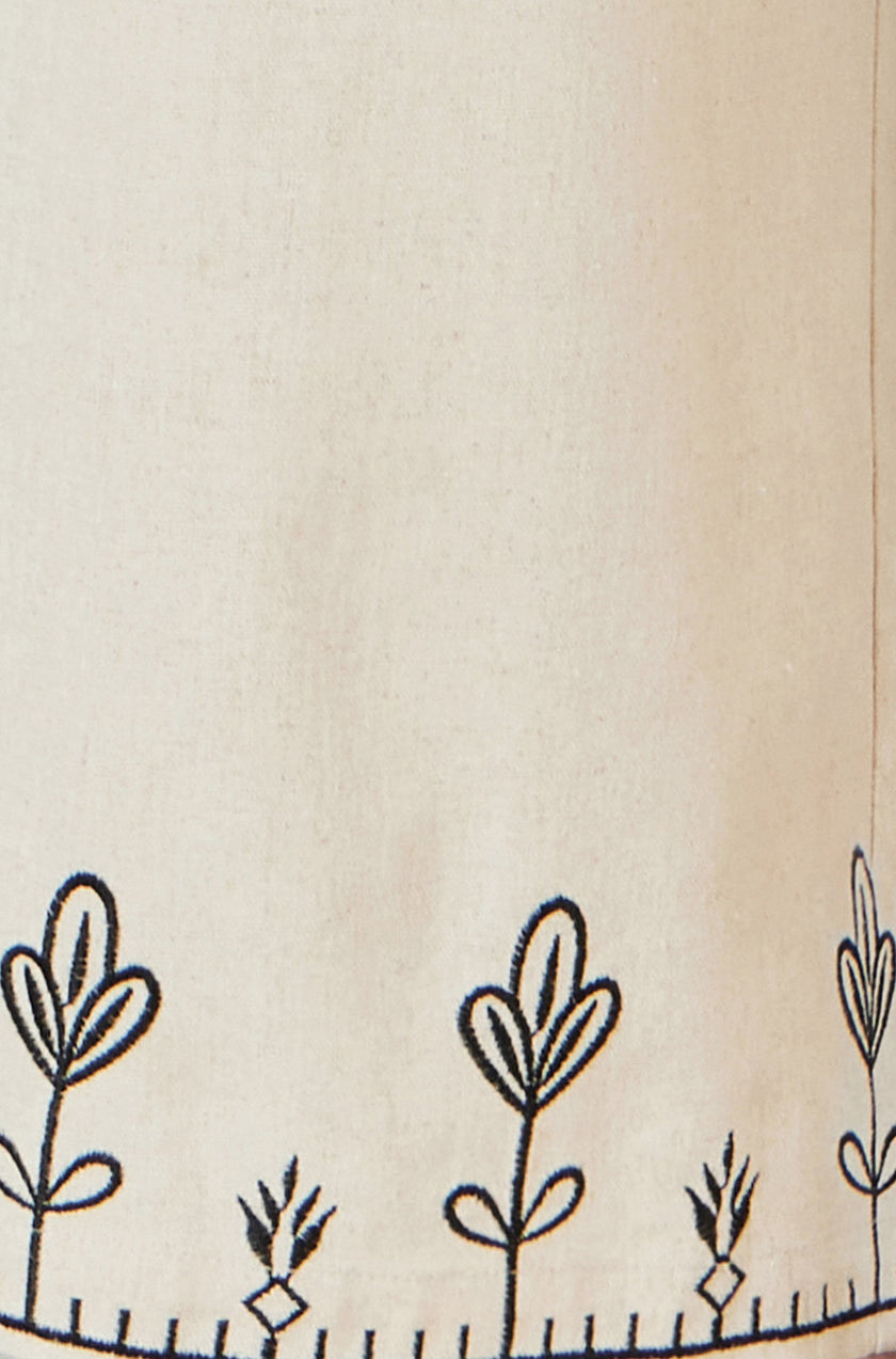 Yumi Ivory Linen Mix Embroirdered Trousers