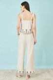 Yumi Ivory Linen Mix Embroirdered Top