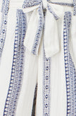 Yumi White Linen Mix Cropped Trousers With Tie Belt