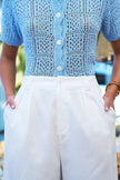 Yumi White Wide Leg Trousers