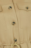 Yumi Green Utility Jacket With Drawstring Waist and Stripe Lining