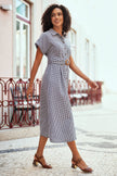 Yumi Black Gingham Relaxed Shirt Dress With Matching Belt