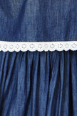 Yumi Blue Cotton Chambray Top With Lace Trims