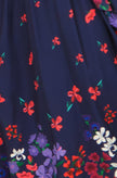 Yumi Navy Floral Mirror Wrap Dress With Dip Hem