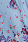 Yumi Blue Floral Mirror Wrap High Low Midi Wrap Dress