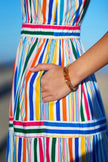 Yumi Multicolour Stripe Cotton Midi Sun Dress