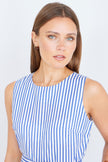 Yumi Blue Cotton Stripe Culotte Jumpsuit