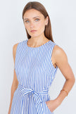 Yumi Blue Cotton Stripe Culotte Jumpsuit