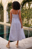 Yumi Blue Stripe Cotton Sun Dress With Ruched Back