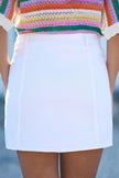Yumi White Cotton Stretch Mini Skirt With Button Details