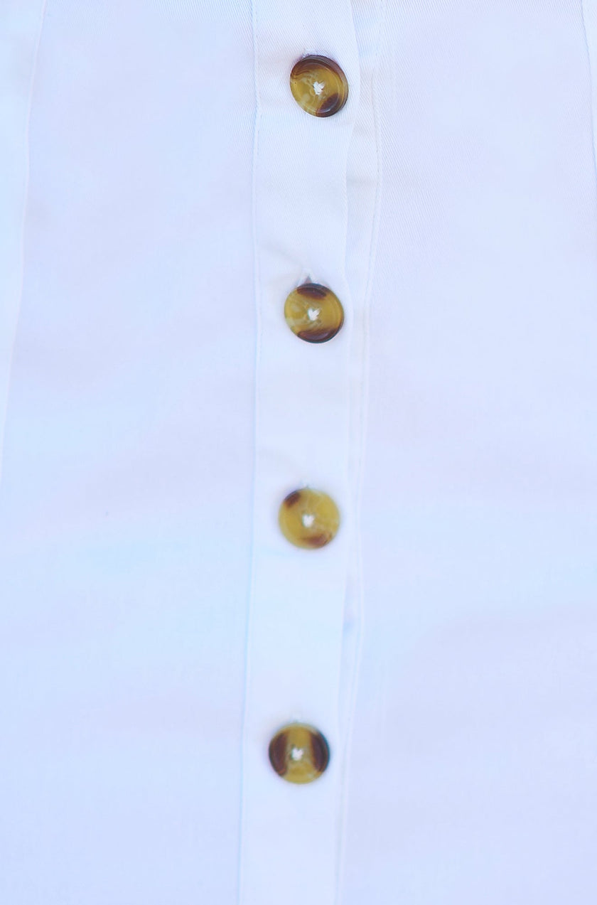 Yumi White Cotton Stretch Mini Skirt With Button Details