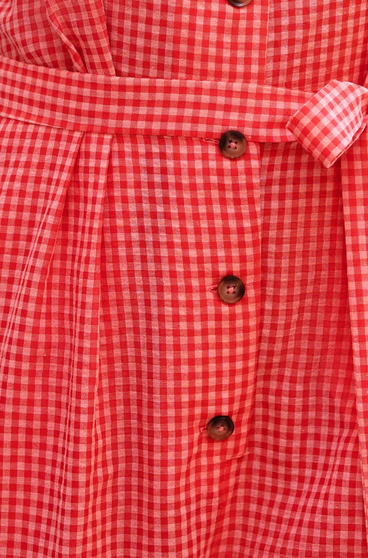 Yumi Red Gingham Button Through Jumpsuit