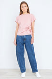 Yumi Pink Cotton Jersey Top With Knot Detail