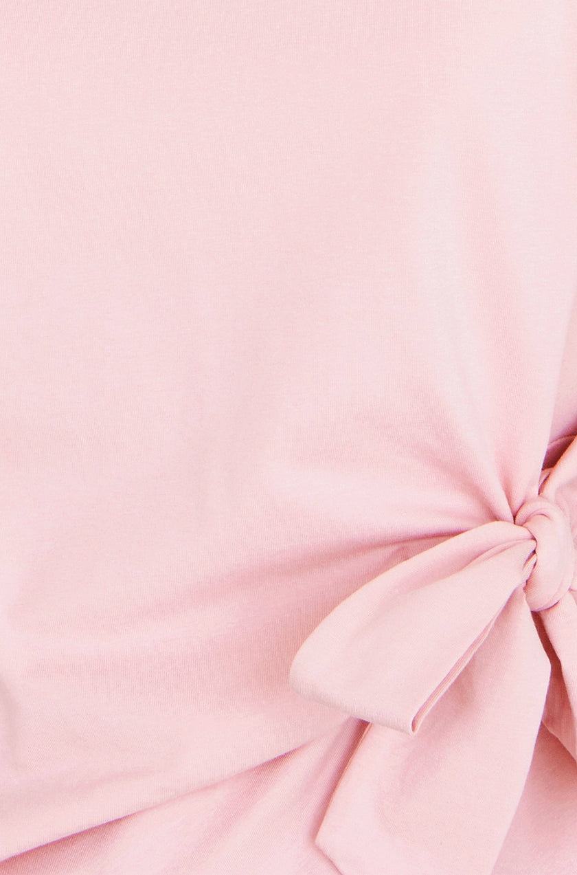 Yumi Pink Cotton Jersey Top With Knot Detail