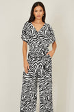 Yumi Black Zebra Print Relaxed Jumpsuit