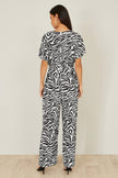 Yumi Black Zebra Print Relaxed Jumpsuit