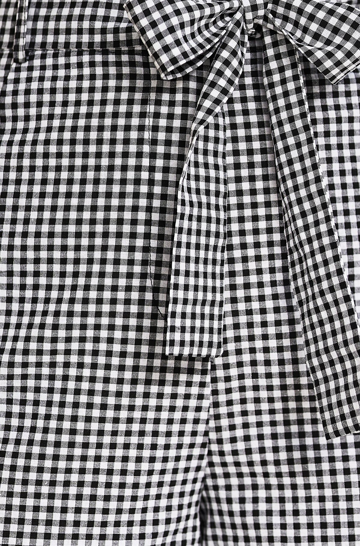 Yumi Black Cotton Gingham Tie Belt Shorts
