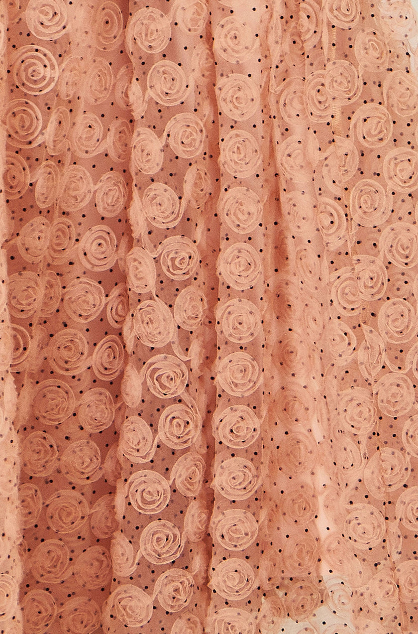 Yumi Blush Pink Spot And Rose Tulle Skirt