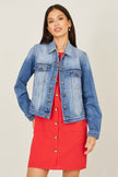 Yumi Blue Stretch Washed Denim Jacket