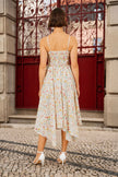 Yumi White Botanical Embroidery Fabric Handkerchief Hem Dress