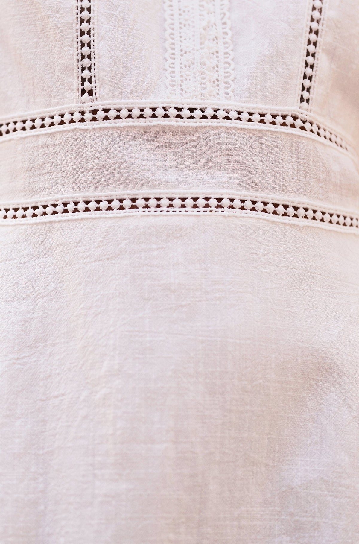White Lace Trim V Neck Dress