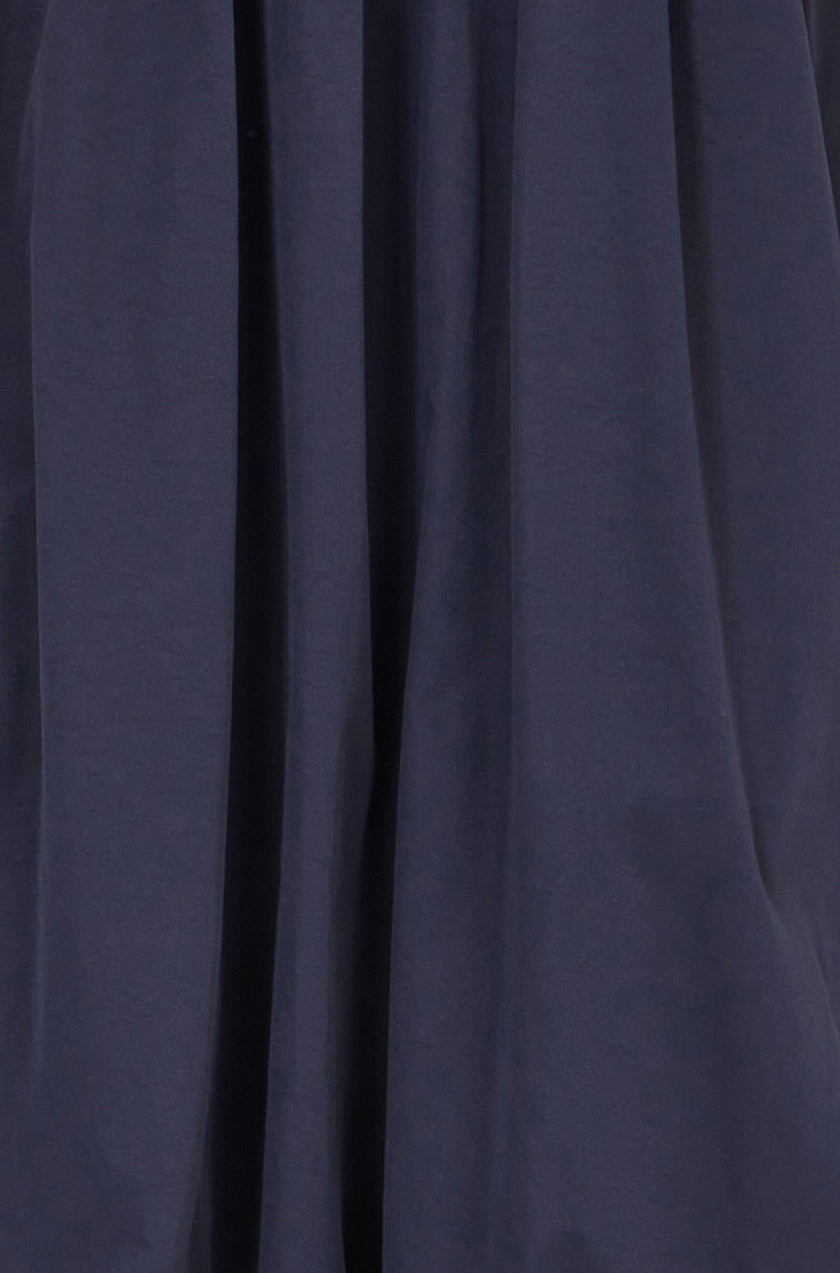 Yumi Navy Satin Bubble Hem Midi Skirt
