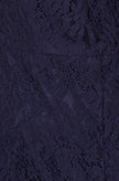 Yumi Navy Lace Fitted Midi Dress With Flute Sleeves