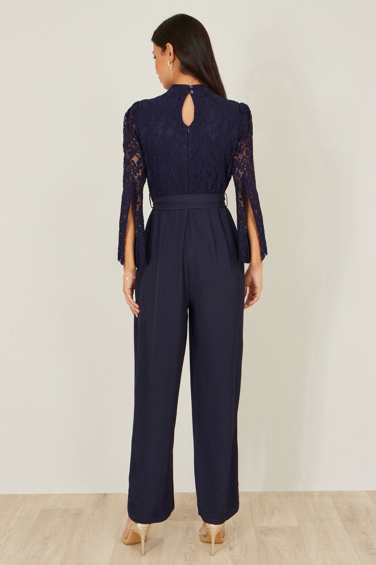 Yumi Navy Lace Applique Jumpsuit