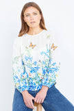 Yumi Ivory Butterfly Print Long Sleeve Top