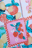 Yumi Multicolour Fruit Print Midi Sun Dress Ruched Back
