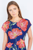 Yumi Navy Poppy Mesh Top