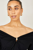 Yumi Black Bardot Long Sleeve Jersey Top