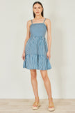 Yumi Blue Stripe Cotton Mini Sun Dress