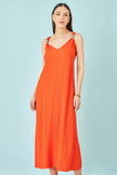 Yumi Orange Viscose Maxi Beach Dress