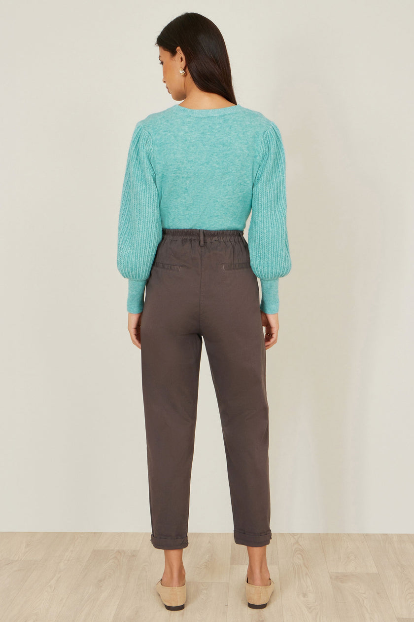 Yumi Brown Cotton Canvas Chino Trousers