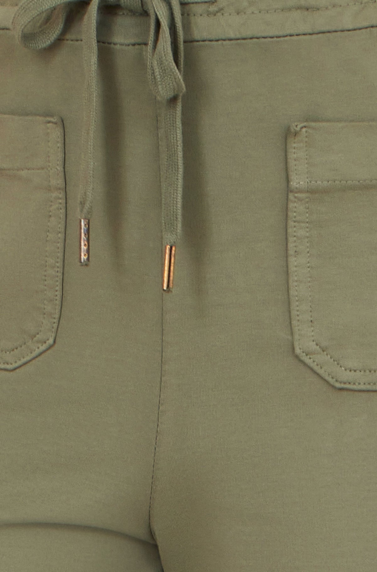 Yumi Khaki Relaxed Stretch Wide Leg Trousers With Pockets