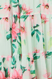 Yumi Mint Floral Halter Neck Midi Dress With Matching Belt