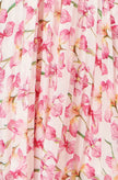 Yumi White Orchid Floral Pleated Wrap Maxi Dress