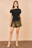 Yumi Black Ruched Top With Buckle