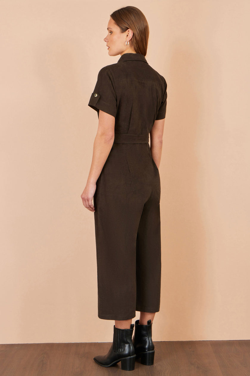 Yumi Brown Cord Relaxed Jumpsuit
