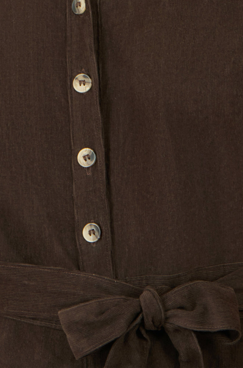 Yumi Brown Cord Relaxed Jumpsuit
