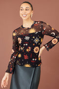 Yumi Black Cosmic Mesh Top