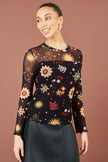 Yumi Black Cosmic Mesh Top