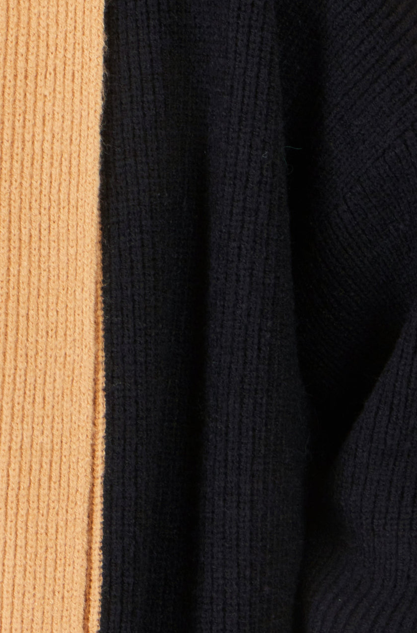 Yumi zwart open vest met contrastbies
