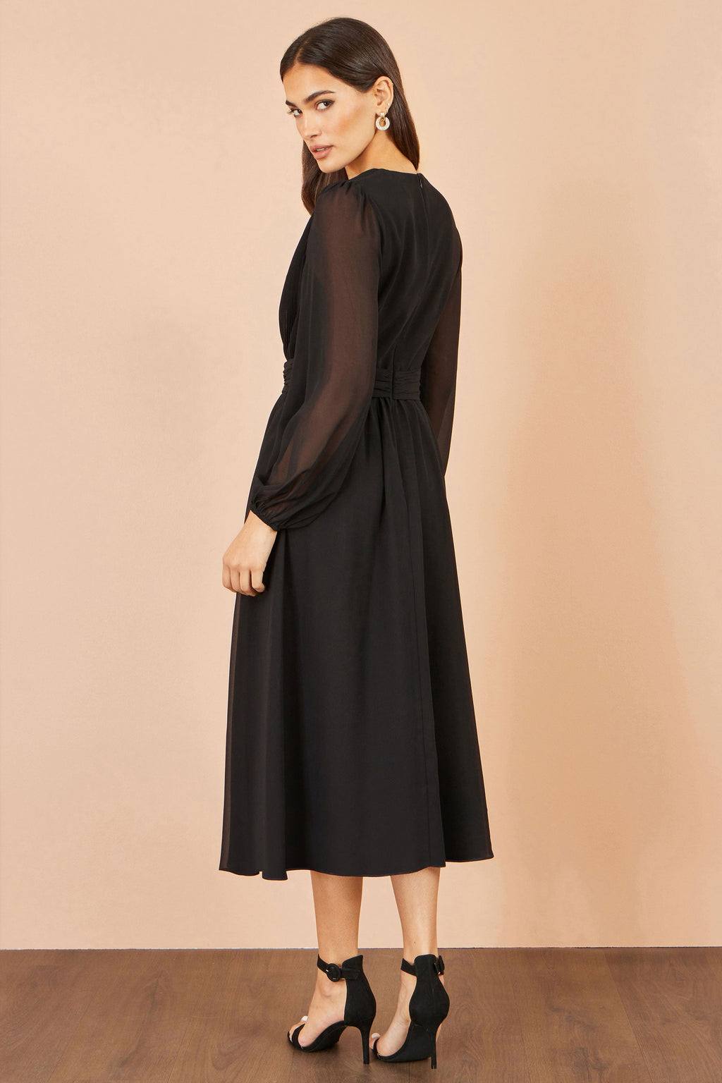 Yumi Black Midi Dress With Buckle Detail