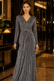 Yumi Black Metallic Twist Waist Maxi Dress