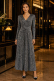 Yumi Black Metallic Twist Waist Maxi Dress