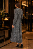 Yumi Black Metallic Twist Waist Maxi Dress