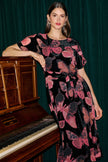 Yumi Black Velvet Butterfly Midi Dress