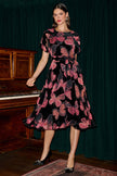 Yumi Black Velvet Butterfly Midi Dress
